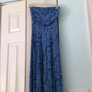 Strapless, blue print, Banana Republic Dress